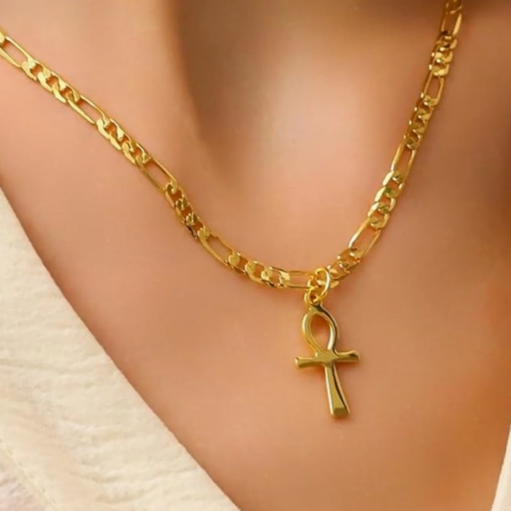 Brand New Sundance Retired Elegant gold necklace featuring a striking Ankh